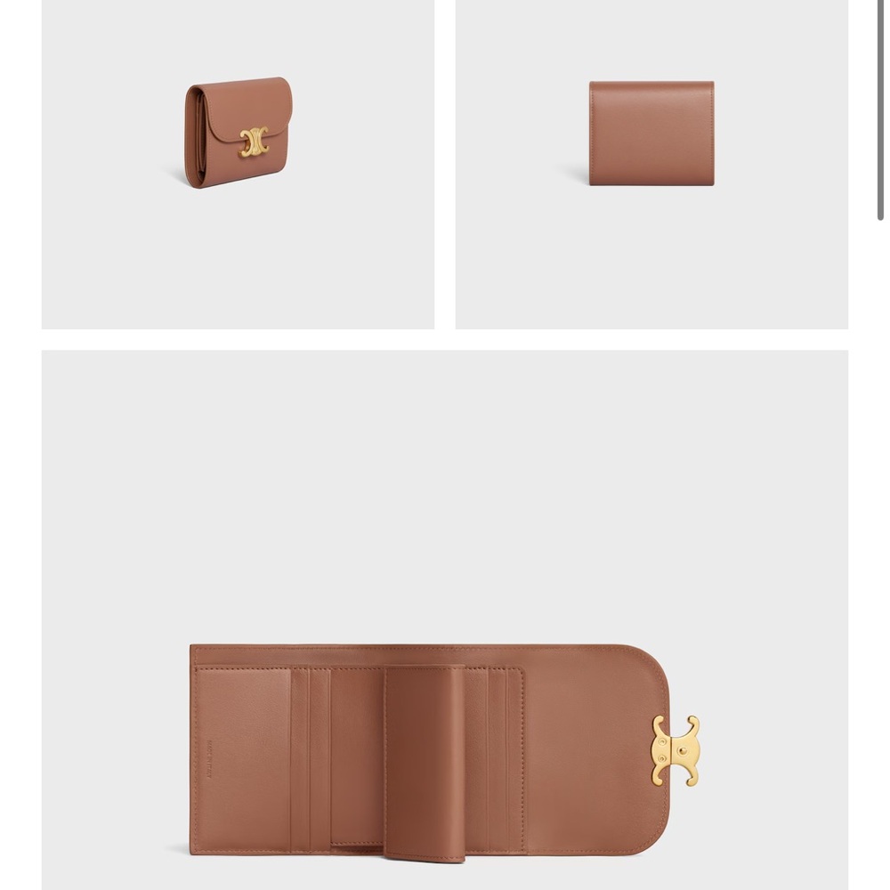 Celine SMALL FLAP WALLET TRIOMPHE IN SHINY CALFSKIN - Picture 6 of 7